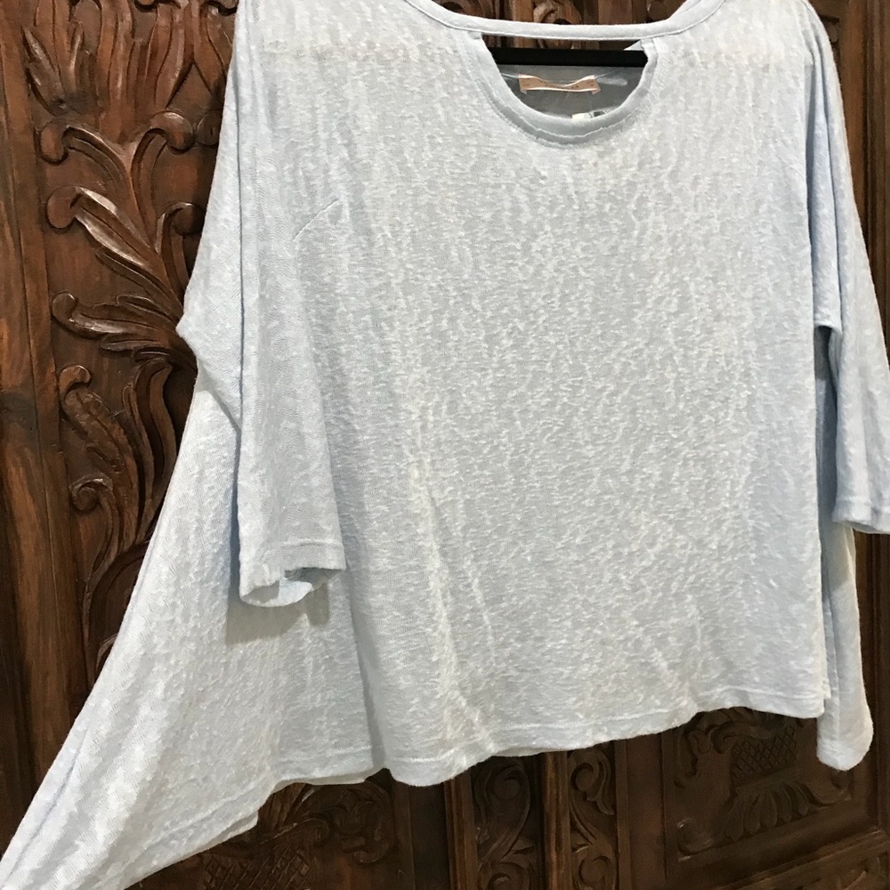 NWT Veronica M light blue keyhole asymmetrical top - Picture 5 of 7